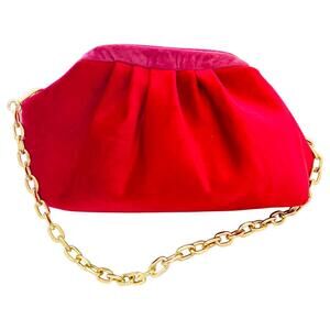 NEW BALDIZ women's dolly velvet clutch bag in red and pink